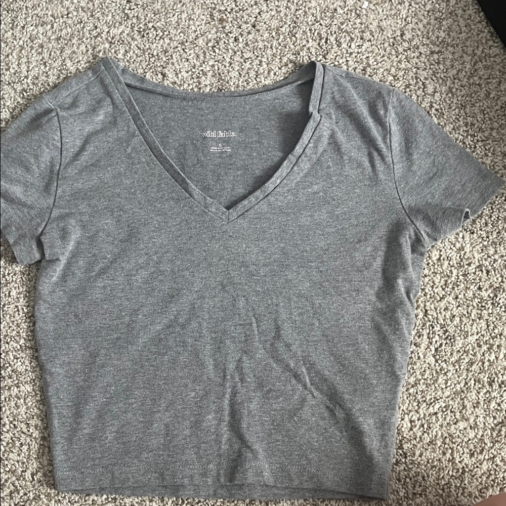 Bella Canvas Heather Gray V-Neck Crop Top